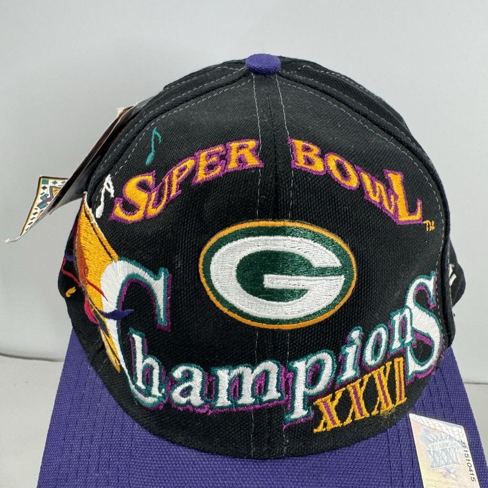 Vintage Green Bay Packers Super Bowl XXXI Snapback Hat Logo Athletic Deadstock - Picture 2 of 10